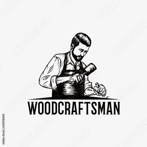 Hand Drawn Wood craftsman Vector Illustration.