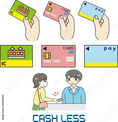 キャッシュレス　カード決済　方法　セット　交通系　流通系　クレジット　電子マネー　ビジネス　シンプル