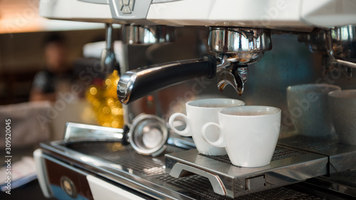 black coffee morning on coffee maker