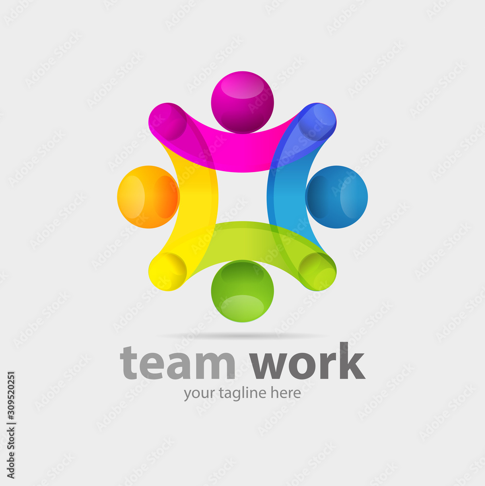 Vector abstract, teamwork symbol or logo Stock Vector | Adobe Stock