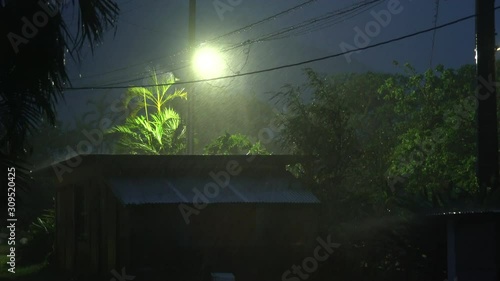 Heavy Rain From Tropical Storm Pours Down At Night - Lekima photo