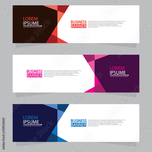 Vector abstract design web banner template.Abstract geometric web banner template on grey background.Modern banner.