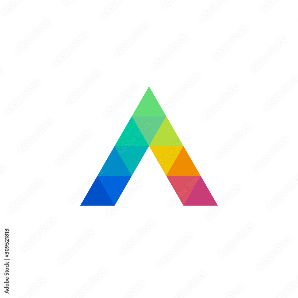 Letter A triangle icon with mosaic pattern Letter A triangle icon with mosaic pattern