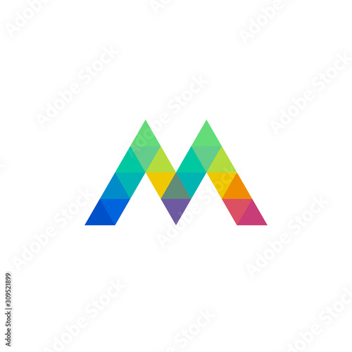 Letter M icon with mosaic pattern