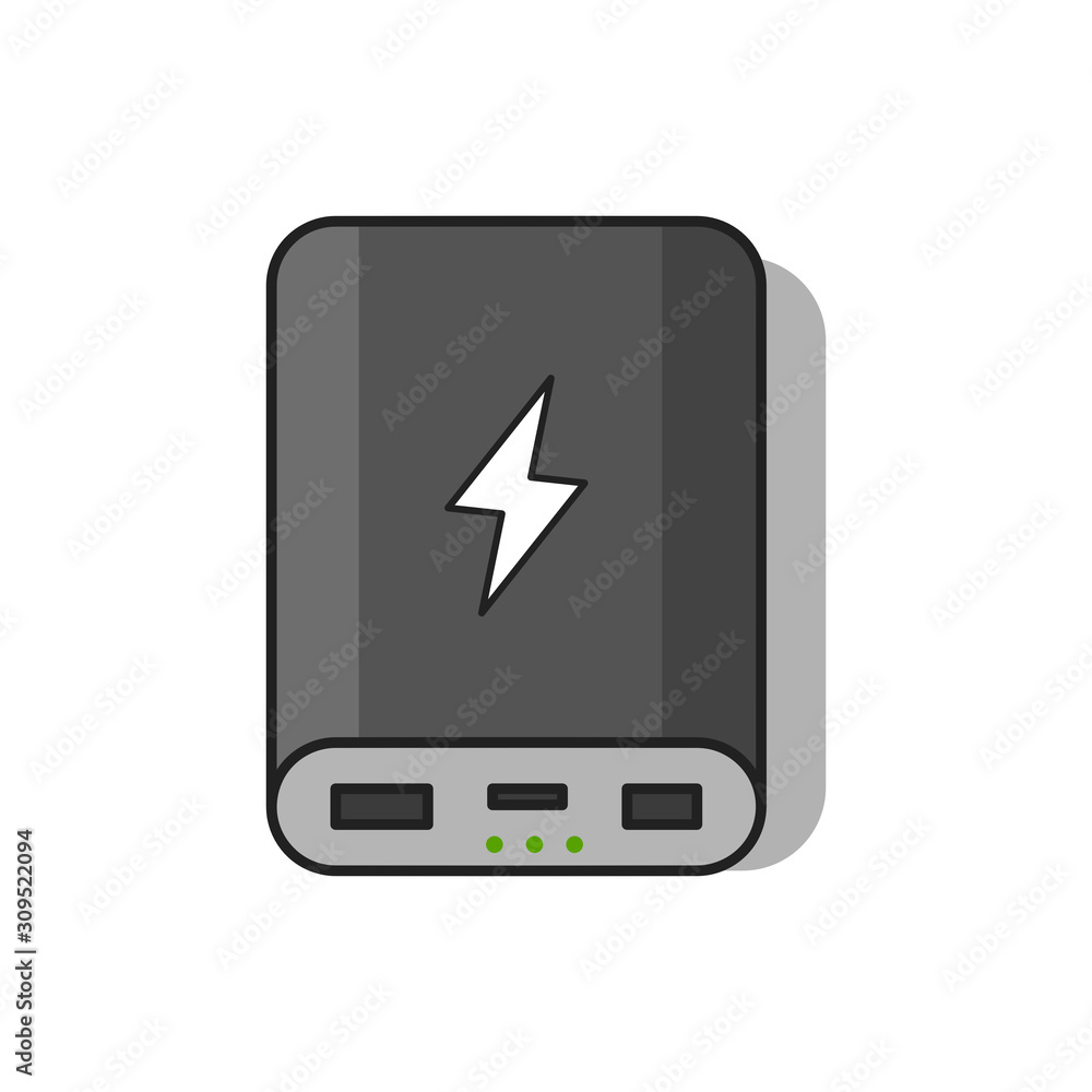 Power bank illustration. Flat style. Isolated on white background. Power bank illustration. Flat style. Isolated on white background.