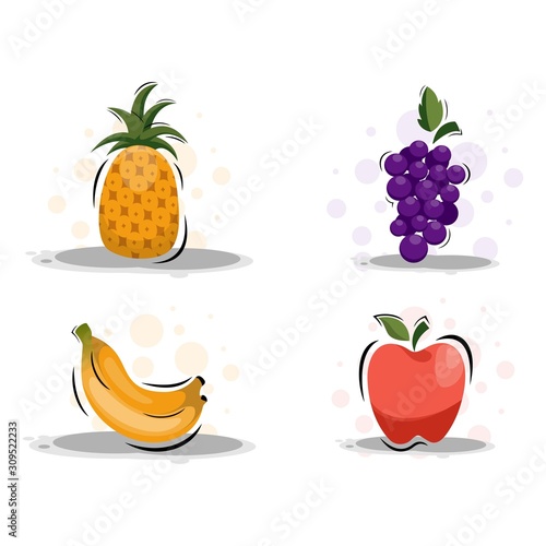 Fototapeta Naklejka Na Ścianę i Meble -  cartoon fruits design vector collection