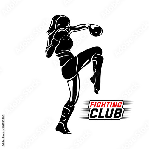 Fight Player logo design vector, boxing logo template, muay thai kick boxing logo vector, Combat Sport and Fitness Emblem with a Fighter., Muay Thai Training Center, Illustration, Creative design