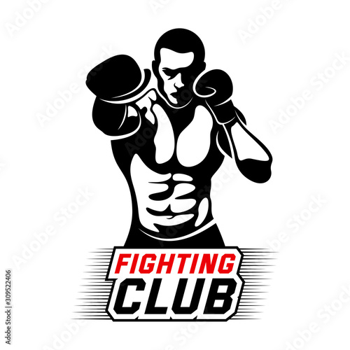 Fight Player logo design vector, boxing logo template, muay thai kick boxing logo vector, Combat Sport and Fitness Emblem with a Fighter., Muay Thai Training Center, Illustration, Creative design