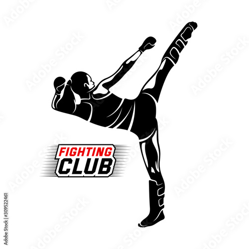 Fight Player logo design vector, boxing logo template, muay thai kick boxing logo vector, Combat Sport and Fitness Emblem with a Fighter., Muay Thai Training Center, Illustration, Creative design