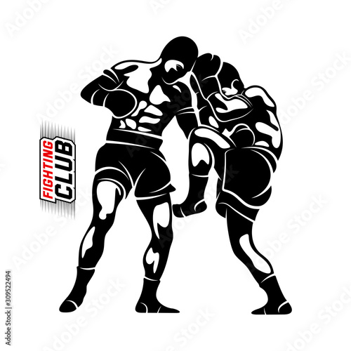Fight Player logo design vector, boxing logo template, muay thai kick boxing logo vector, Combat Sport and Fitness Emblem with a Fighter., Muay Thai Training Center, Illustration, Creative design