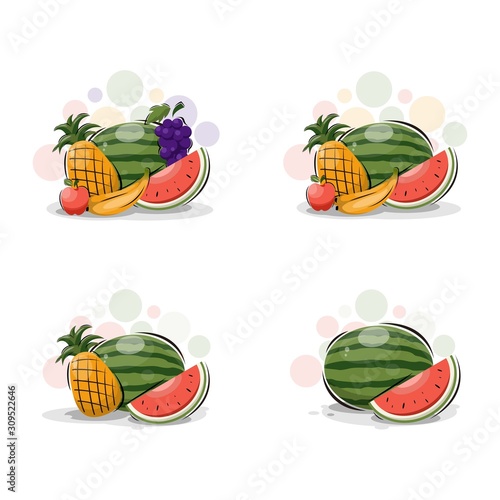 Fototapeta Naklejka Na Ścianę i Meble -  cartoon fruits design vector collection