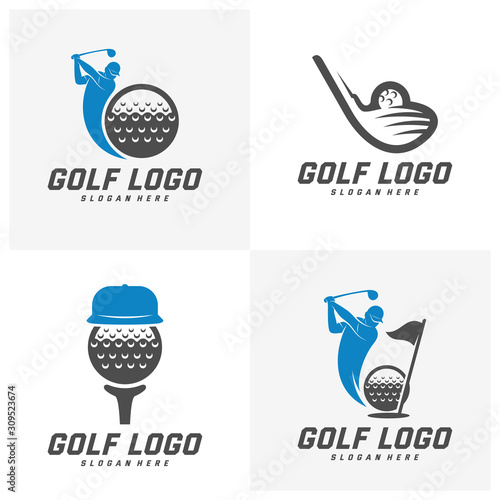 Set of Golf logo design vector template, Vector label of golf, Logo of golf championship, illustration, Creative icon, design concept