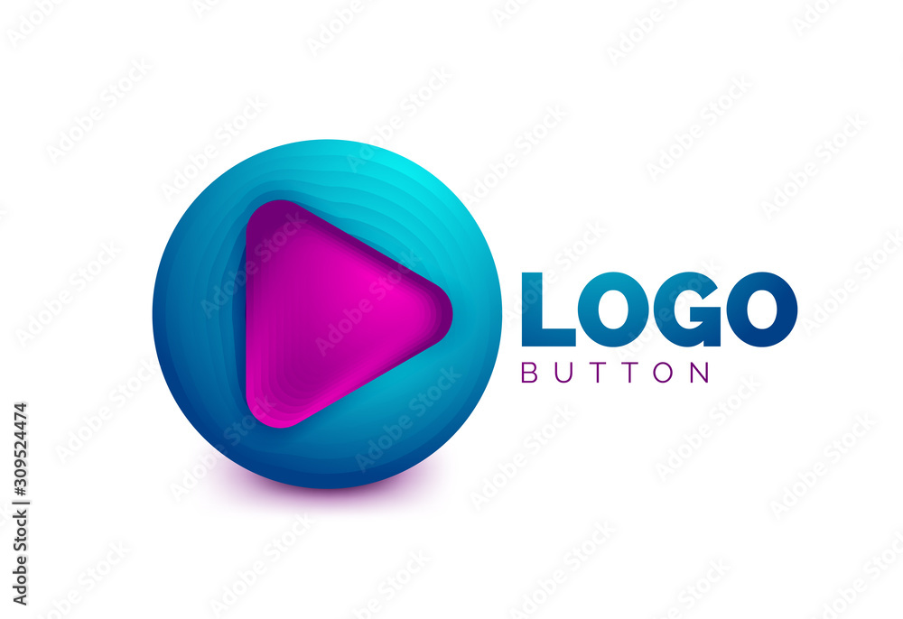 Play, arrow or download button icon, minimal design business logo template. 3d geometric bold in relief style with color blend steps effect. Vector Illustration For Wallpaper, Banner, Background, Card Play, arrow or download button icon, minimal design business logo template. 3d geometric bold in relief style with color blend steps effect. Vector Illustration For Wallpaper, Banner, Background, Card