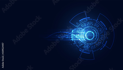 Modern Abstract technology concept communication circle digital circuits on blue background and innovation hi tech future design background,vector illustration