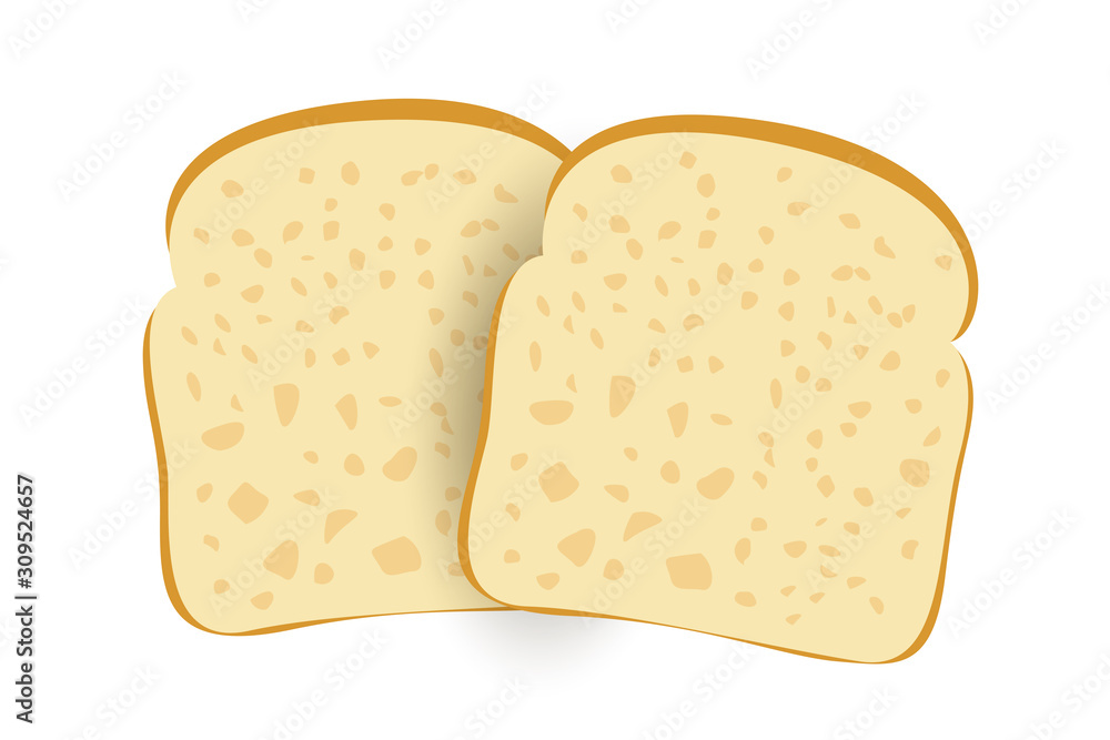 Whole wheat bread, vector illustration, two toast bread slices Whole wheat bread, vector illustration, two toast bread slices