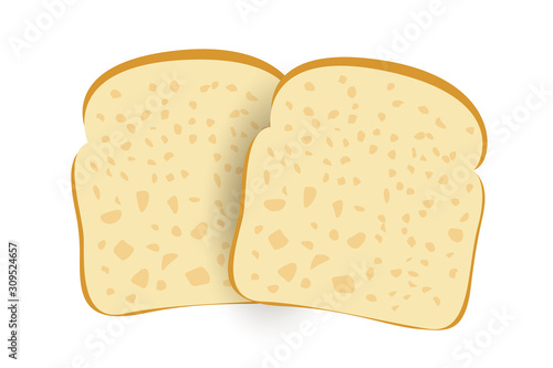 Whole wheat bread, vector illustration, two toast bread slices