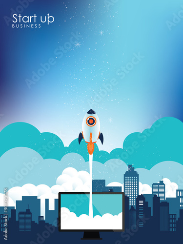 Super rocket launch banner design