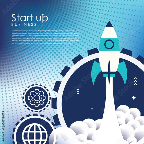 Business project startup, financial planning, idea, strategy, management, realization and success. Rocket launch