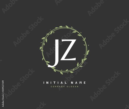 J Z JZ Beauty vector initial logo, handwriting logo of initial signature, wedding, fashion, jewerly, boutique, floral and botanical with creative template for any company or business.