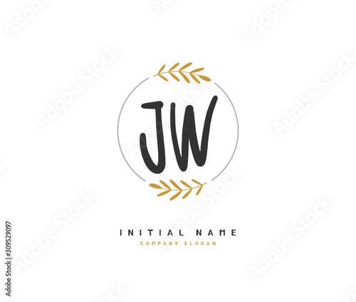 J W JW Beauty vector initial logo, handwriting logo of initial signature, wedding, fashion, jewerly, boutique, floral and botanical with creative template for any company or business.