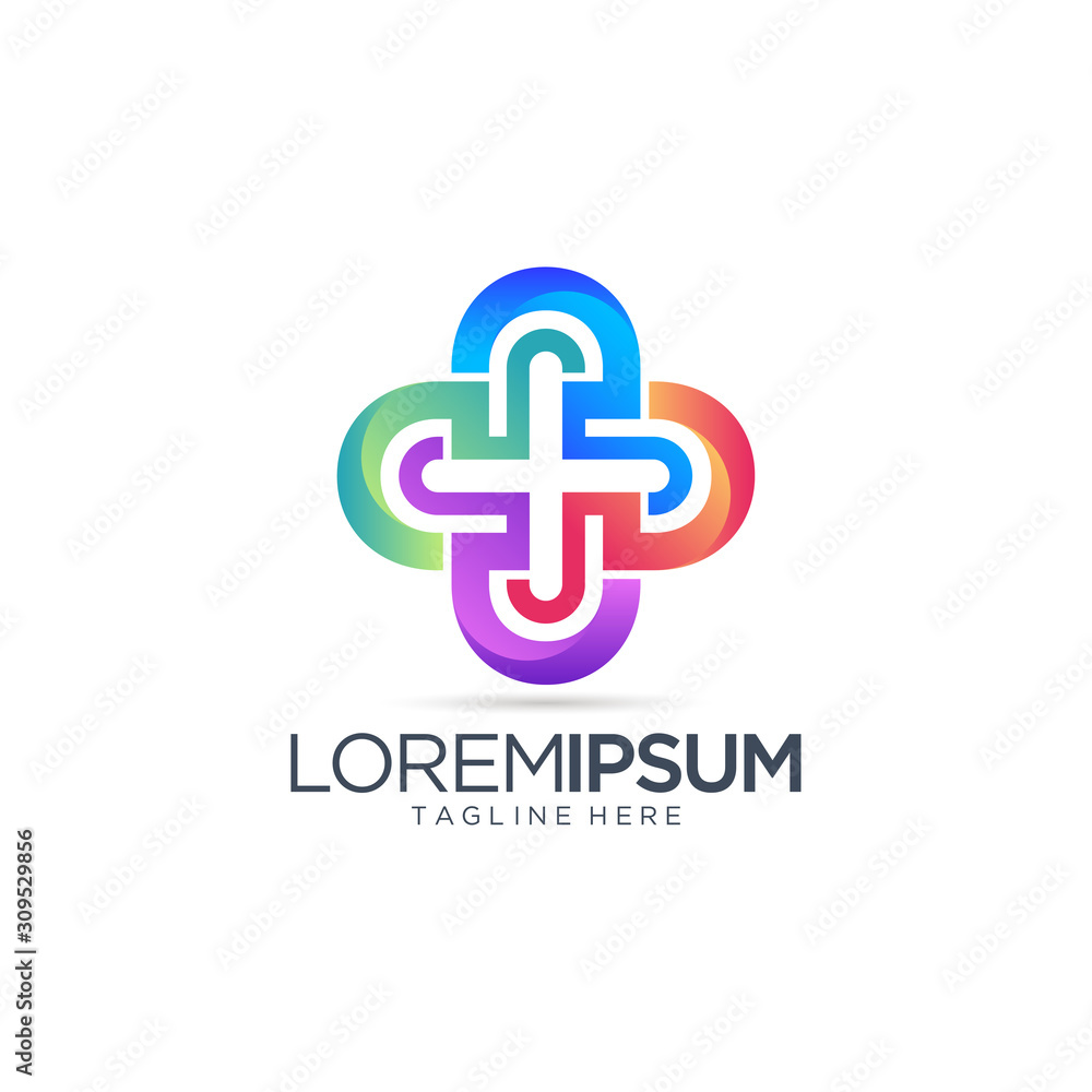 Obraz premium Abstract Colorful Cross Logo Vector Template