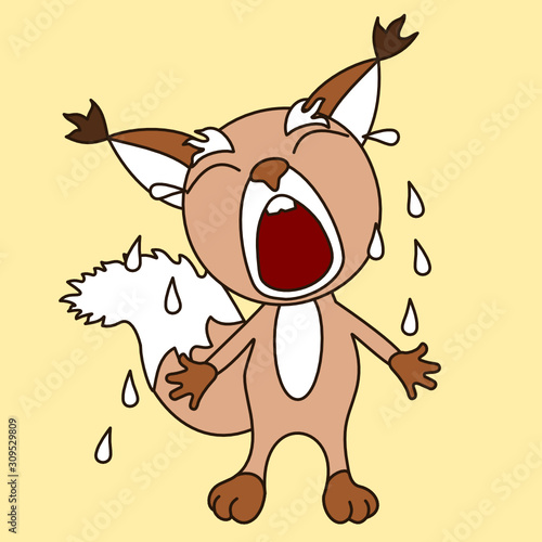 emoticon with a crying squirrel, from the eyes of which tears sprinkle, vector color clip art