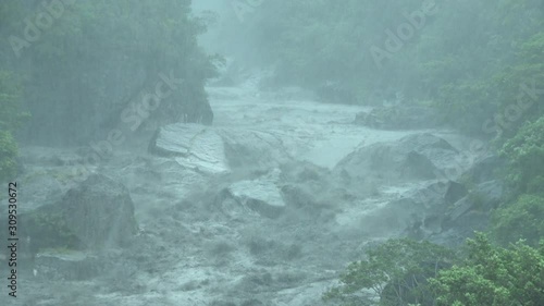 Raging Flood Waters In Mountain River As Tropical Storm Dumps Heavy Rain - Bailu