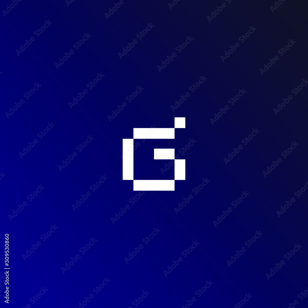 g Initial Letter Logo Design with Digital Pixels in Blue Purple Colors. g Initial Letter Logo Design with Digital Pixels in Blue Purple Colors.