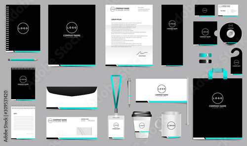 Corporate identity set branding template design kit. editable brand identity with abstract background color for Business Company and Finance Vector eps 10 photo