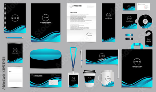 Corporate identity set branding template design kit. editable brand identity with abstract background color for Business Company and Finance Vector eps 10