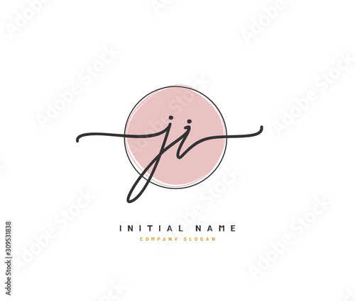 J I JI Beauty vector initial logo, handwriting logo of initial signature, wedding, fashion, jewerly, boutique, floral and botanical with creative template for any company or business.