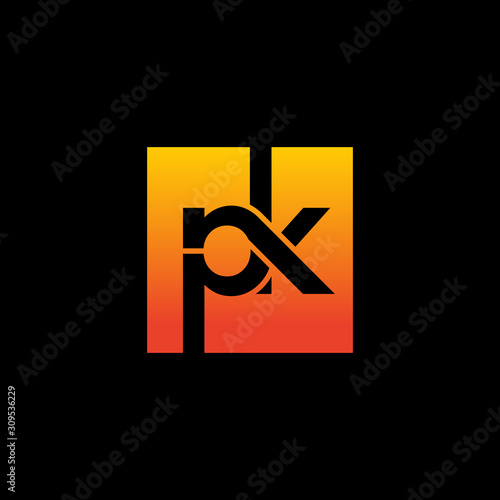 PK logo. Company logo. Monogram design. Letters P and K.