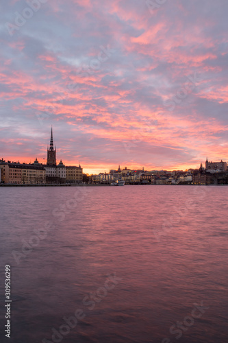 Sunrise landscapes in winter in Stockholm, Sweden