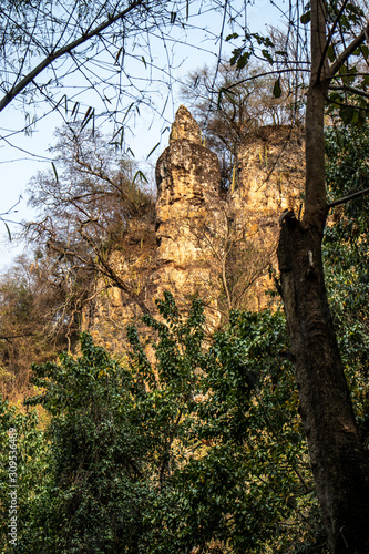 Rock formation composed of sandstone known as Stone Tower or Finger of God, in Ocaucu municipality, in Sao Paulo state, Brazil