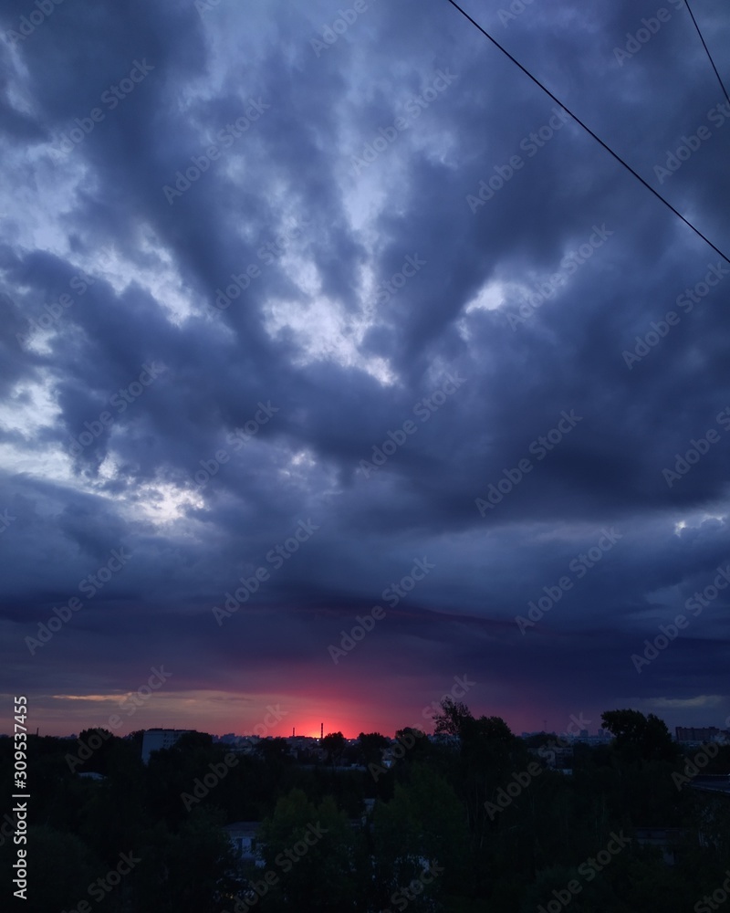 sky with clouds and sun