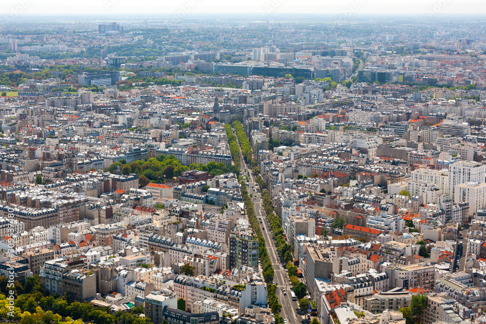 Paris, France cityscape. South Paris with Avenue du Maine heading further south.
