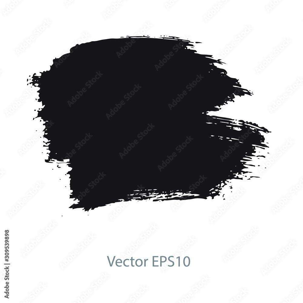 brush strokes watercolor background. Vector black paint