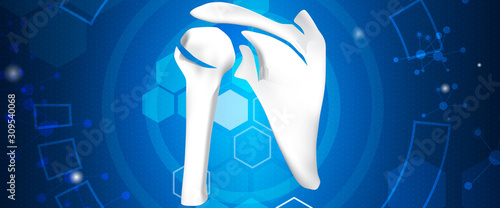 Medical orthopedic and the future of the smart hospital. Treatment for orthopedics traumatology of shoulder bones, and joints injury. Medical presentation, hospital. Vector illustration