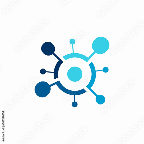 molecule abstract logo blue line