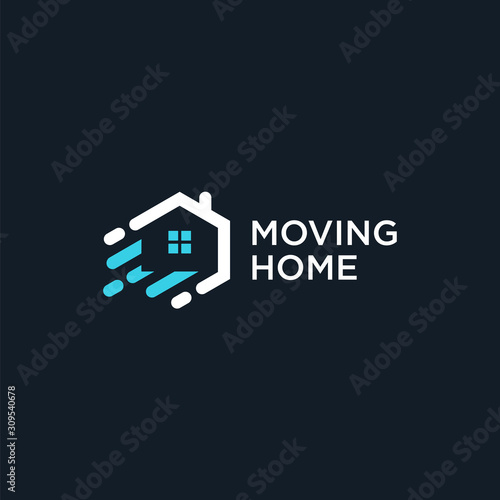 moving home logo line polygon
