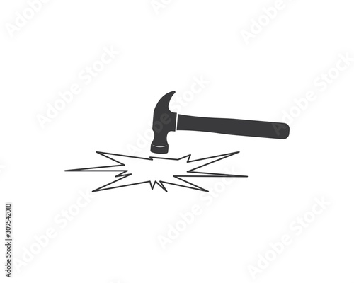 hummer and metal nail  icon logo vector illustration design