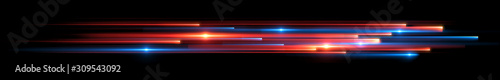 Dynamic lights shape on dark background. High speed optical fiber concept. 3d rendering photo