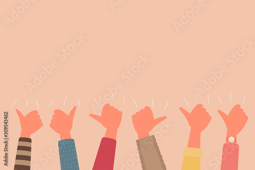 successful or good feedback concept, human hand thumb up sign symbol. cartoon vector flat illustration.