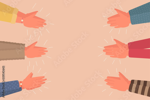 young human hands clapping, people hands applaud. cartoon vector flat illustration.