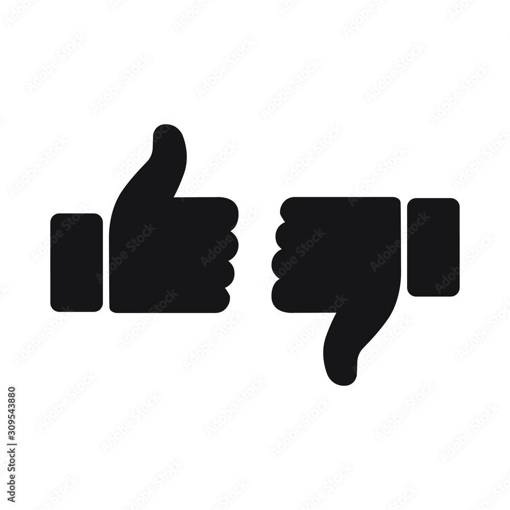 Thumb up and down icon design isolated on white background. Like and dislike icon.