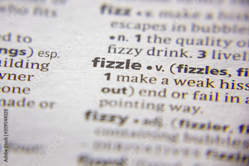 Word or phrase Fizzle in a dictionary. photo