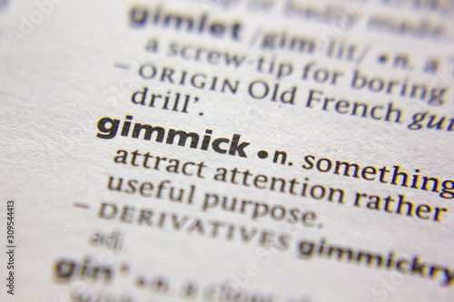 Word or phrase Gimmick in a dictionary.