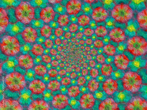 Colorful digital graphic kaleidoscope symmetry mandala style in laser light trial pattern, Tie Dye , spiderweb art abstract background for art projects, banner, business, card, 3D, template
