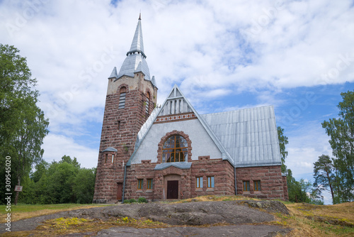 Old Lutheran Church close-up on a June day. Melnikovo, Leningrad region. Russia photo