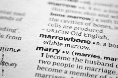 Tableau sur toile Word or phrase Marrowbone in a dictionary.